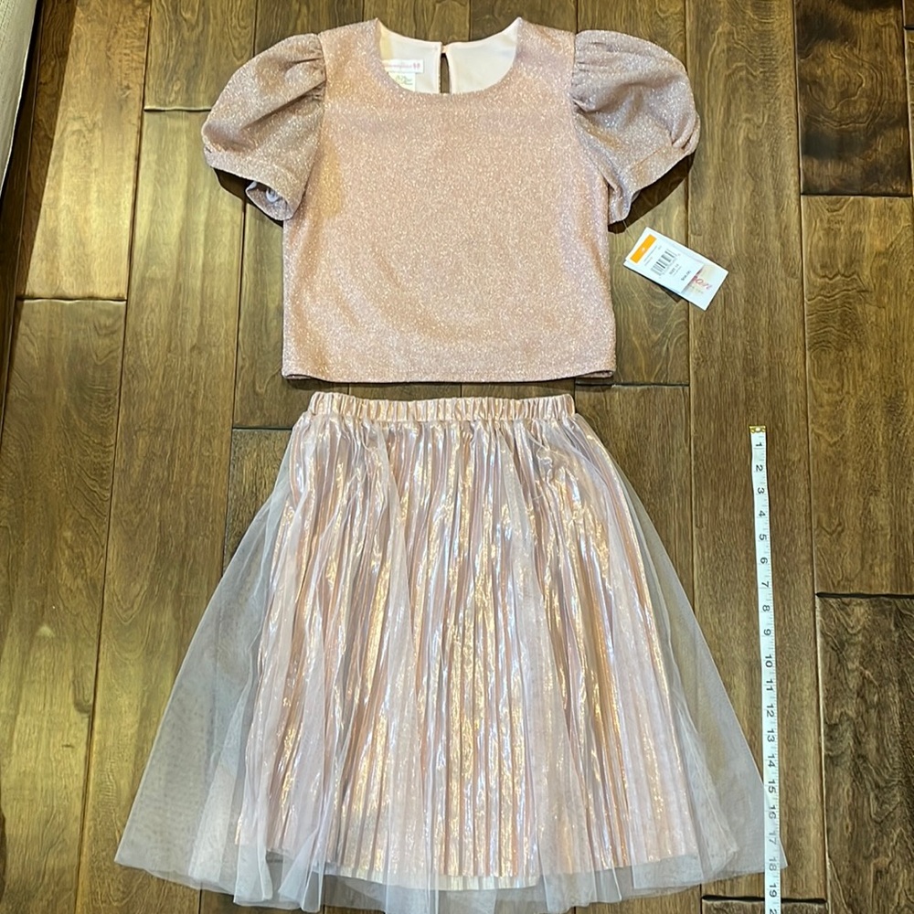 Girls dressy pleated skirt outfit size 14 NWT pink
